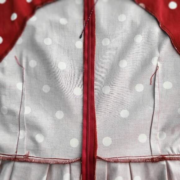 DOLLY & DOTTY “Annie” 50's Polka Dot Dress ~ Burgundy/White. Size US 18 NWOT - Picture 10 of 14